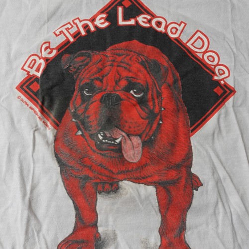 Vintage 90s Be the Lead Dog Double Sided T shirt Red Dog Bulldog Youth Large - Picture 6 of 17
