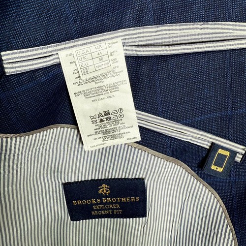 Brooks Brothers Explorer Blazer Jacket Mens Size 44R Blue Notch Lapel Regent Fit - Picture 12 of 13