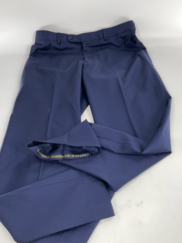 MyTaylor.com Bespoke Barberis Dress Pants 34x30 Blue Super 110s Flat YGI H3-50 - Picture 2 of 10
