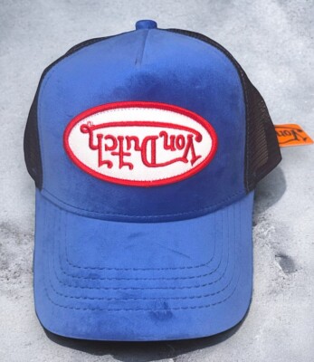 Von Dutch Trucker Hat Blue Velvet Upside Down Embroidered Logo