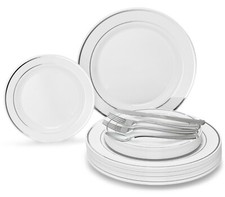" OCCASIONS " Bulk Wedding Party Disposable Plastic Plates Silverware