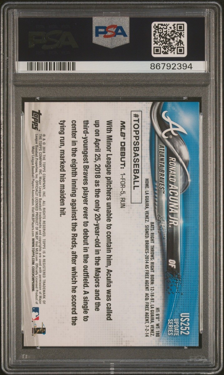 2018 TOPPS UPDATE #US252 RONALD ACUNA JR. PSA 8.5 | eBay