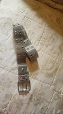 Vintage Silver Mesh Metal Double Grommets Belt 38" L x 1.5" W Grunge Glam Rocker