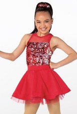 Dance Costume Intermediate Child Red Weissman 12619 Jazz Sequin Dress