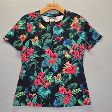 Tommy Bahama Floral Multicolor 1/2 Zip Rash Guard Women Medium