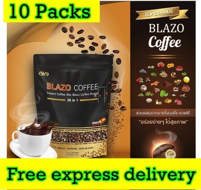 10 Blazo Coffee, Instant Coffee Premium Arabica Antioxidants Non-Fat Sugar Free