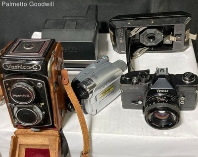 Lot Of 5 Various Assorted Cameras Black Colored Read Description