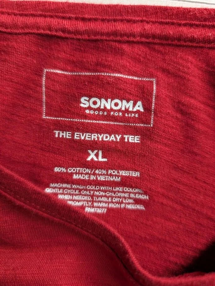 Camiseta feminina Sonoma tamanho XL The Everyday vermelha algodão manga longa - Imagem 2 de 4