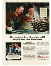 1946 Studebaker Craftsmen Fathers and Sons Work Together Vintage Print Ad