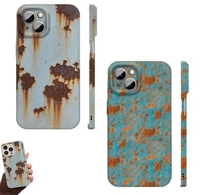 Rusty Phone Case,Glossy Rust Metal Look,Creative Iron Style Case for iPhone 16