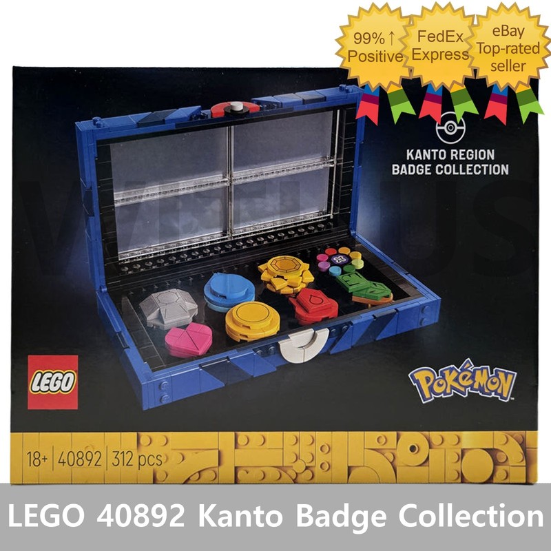 LEGO Pokemon 40892 Kanto Badge Collection Display Case 312pcs Set=