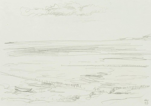 H. WINGLER (1896-1981), Keitum auf Sylt, 1959, Bleistift Minimalismus Landschaf - Bild 3 von 7