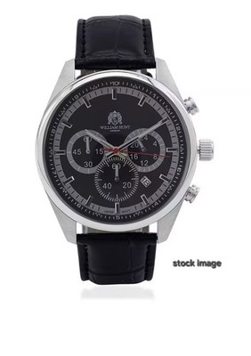 William Hunt Designer Uhr mit Chronograph Lederarmband Wasserdicht Schwarz