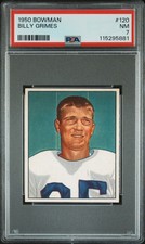 1950 Bowman Billy Grimes #120 PSA 7 Green Bay Packers Vintage Great Eye Appeal