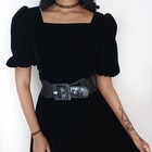 Vestido Kappi Vintage Años 90 Negro Terciopelo Manga Abullonada Cuello Cuadrado Talla 6