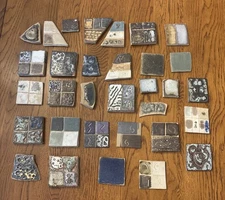Lot Of Vintage Glaze Sample Tiles Scraps Unique Artist Made Decor Samples *READ*