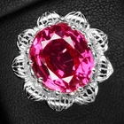 Elegant Pink Padparadscha Sapphire 9.30Ct 925 Sterling Silver White Gold Rings