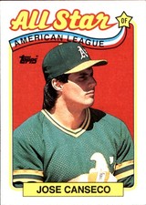 Jose Canseco 1989 Topps #401 Oakland Athletics FREE SHIPPING AutographDen