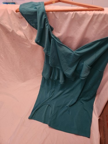 Teal/green On Shoulder Strap Dress - Picture 2 of 4