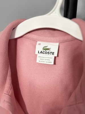 Lacoste Polo Shirt Women Size 40 Pink Cotton Short Sleeve