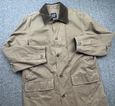 GAP Jacket Mens Sz L Brown Barn Chore Coat Outdoor Corduroy Collar VTG Button