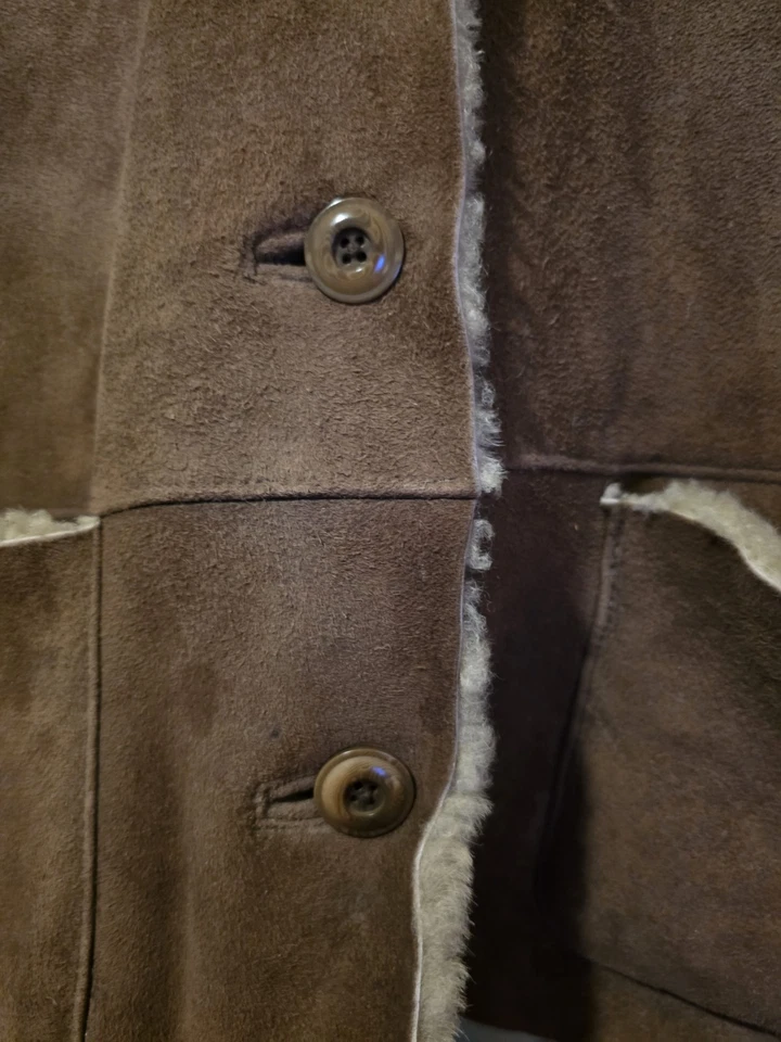 Abrigo para mujer The Territory Ahead L gamuza cuero genuino beige acogedor invierno Foto 2 de 4