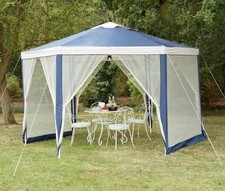 Argos Home 4m Hexagonal Garden Gazebo with Side Panels -Blue 304/7369