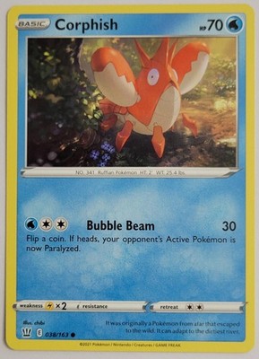 CORPHISH 038/163 COMMON BATTLE STYLES POKEMON NM