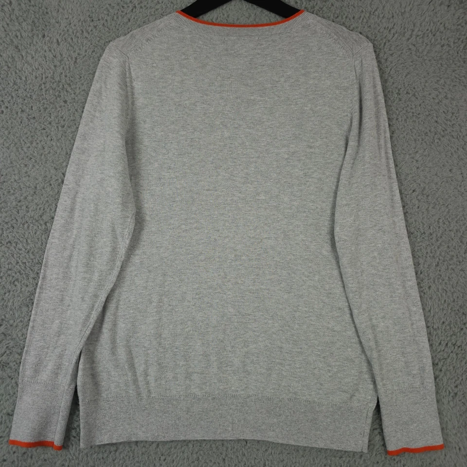 Banana Republic Sweater Womens Large Gray Orange Embroidered Ciao! Italy Preppy - Image 2 of 4