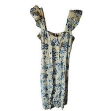 Loft Cream/Blue Floral Ruffle Sleeve Dress, NWT, Size 6