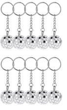 Mini Mirror Disco Ball Keychain Lot of 12 Silver Party Favor Key Ring 70s Decor