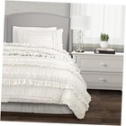 Belle 3 Piece Ruffled Vintage Chic with Bed Skirt Twin Xl White Comforter Set