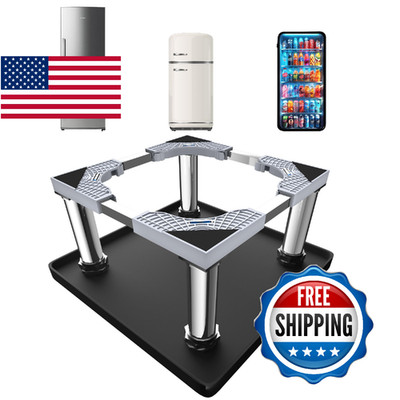 Mini Fridge Stand with Silicone Mat Adjustable Refrigerator Stand 4 Stainless St