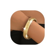 Gold Bangles for Women Chunky Bracelets Gold Plated Wide Ribbed Design Bangle Je