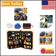 Ergonomic Orange Crimp Tool Kit for RJ45/RJ11 with Cable Tester - Durable Design