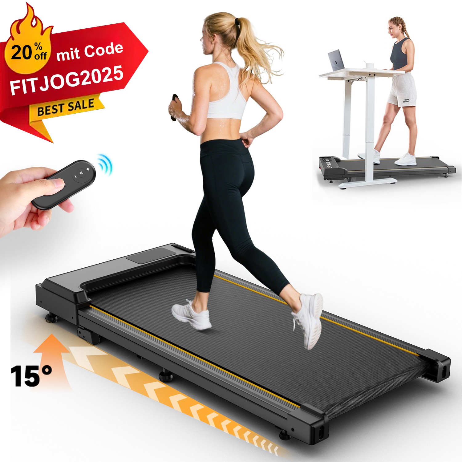 Cinta de Correr con Inclinación Almohadilla Eléctrica para Caminar Hogar Oficina Fitness hasta 120kg