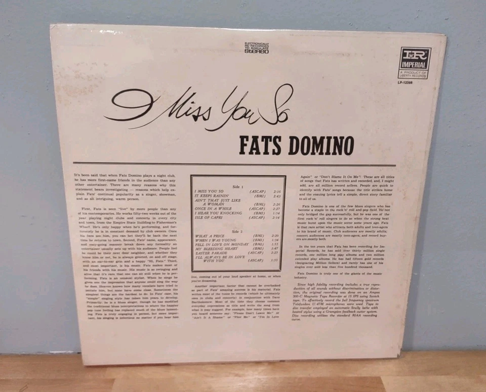 Sealed Fats Domino I Miss You So 1961 Mono LP Imperial LP-12398 - Image 4 of 4