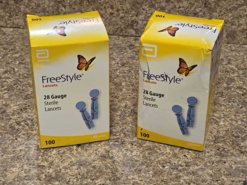 FreeStyle Lancets 28 Gauge 200 Count Two Boxes Of 100 Each Exp 2027 Unopened New