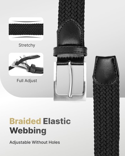 Golf Belts for Men Woven Stretch 1.3" Elastic Braided Cloth Belts for Jeans C... - Picture 2 of 6