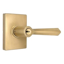 Home Decorators Brushed Gold Keyed Entry Door Handle Rectangle Rose Dual Keyway