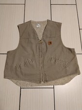 Vintage Carhartt Vest Men s 2XL V13 DES Sherpa Lined Grey Canvas Made In USA XXL