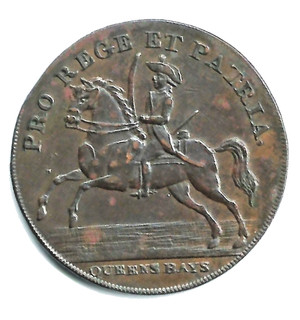 1793 NORWICH BARRACKS QUEENS BAYS HALFPENNY TOKEN DH46 48 C10