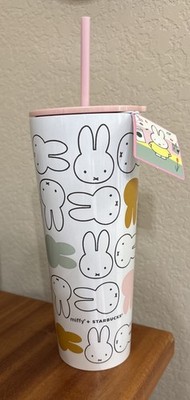 NWT Starbucks x Miffy Stainless Cold Cup Tumbler w/ Lid & Straw, White/Pink