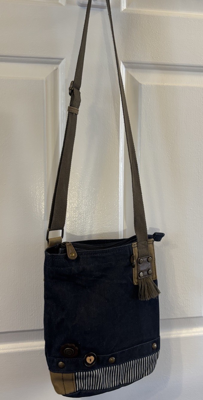 Chala Patch Messenger  Denim Canvas Adjustable Cr… - image 3