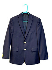 Michael Kors Boys 14R Sports Coat Blazer Navy Blue 60 wool 40 polyester EUC