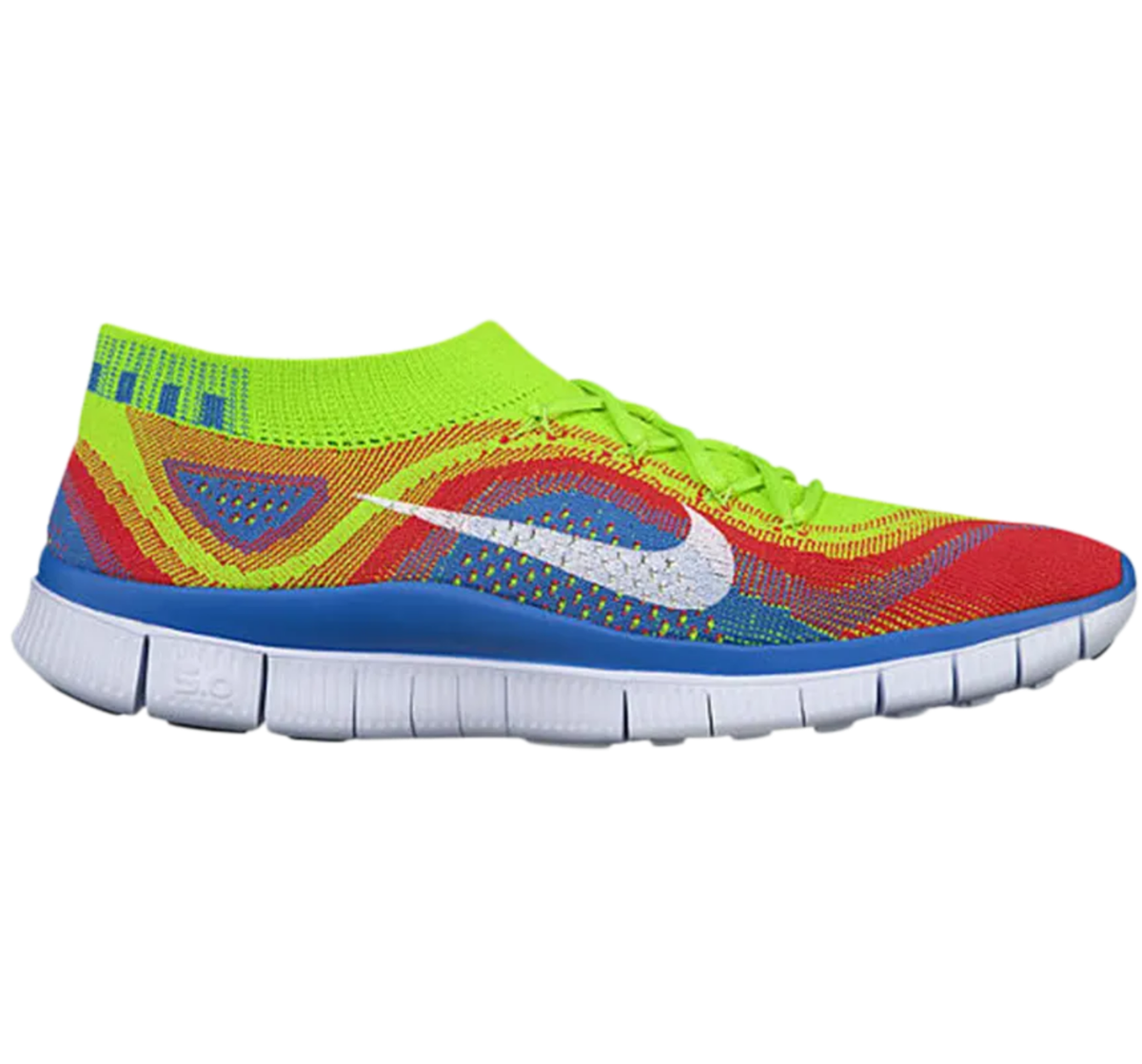 Nike Mens‎ Free 5.0 Flyknit Rainbow Shoes 615805-316 Nike Free 5.0 Flyknit Running Shoes Electric Green Rainbow  main image 2