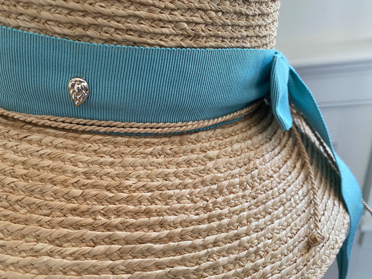 HELEN KAMINSKI NEWPORT SB RAFFIA HAT NATURAL/SEAGLASS NEW/TAG | eBay