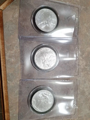 2000 American Silver Eagle - BU .999 Silver Lot Set Of 3 Authentic Real Ounce Oz
