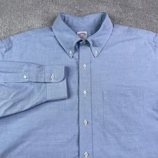 Brooks Brothers Shirt Mens 17.5-32 Blue 346 Oxford Supima Cotton Made in USA