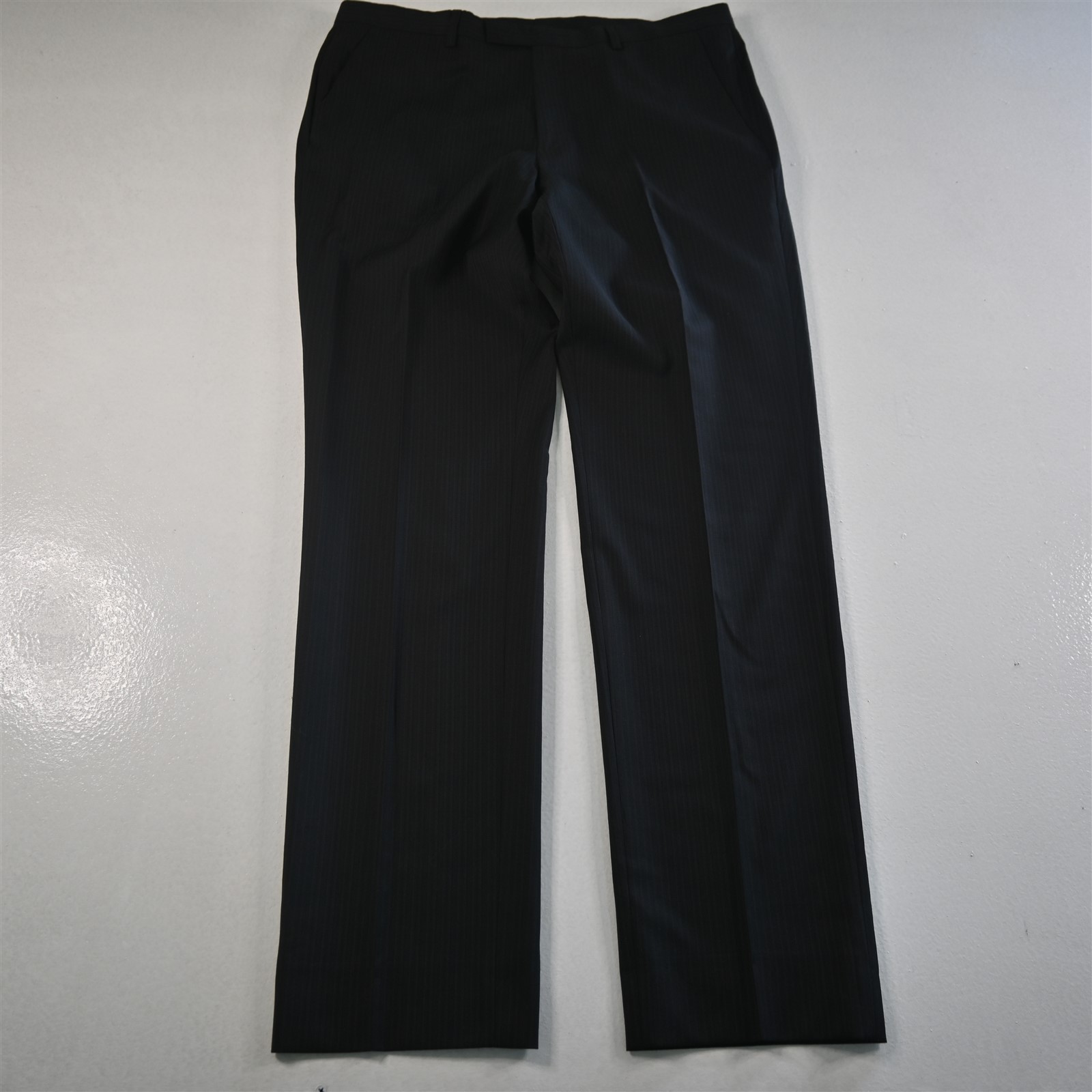 Hugo Boss 35x34 Black 100% Wool Striped The Grand Central Straight Mens Pants